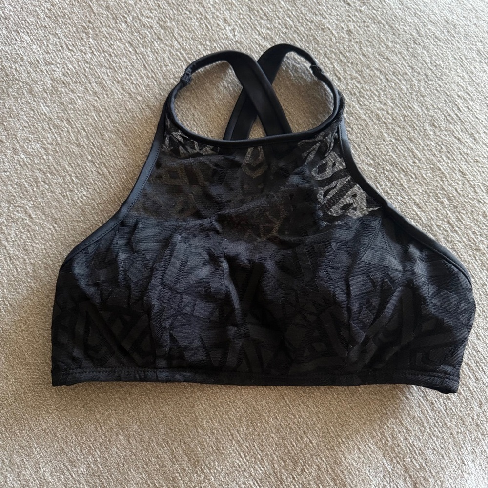 Xhilaration Black Patterned Sports Bra | Bikini Top